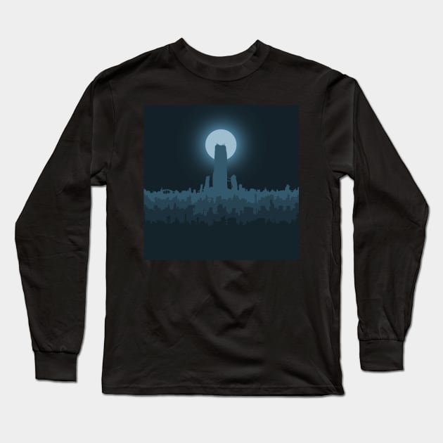 Midnight City Blue Long Sleeve T-Shirt by archvinde